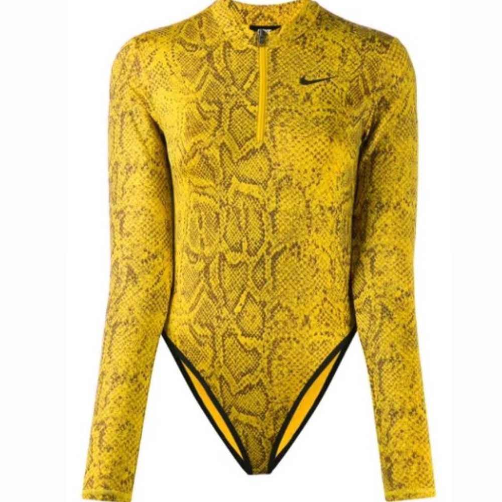 Nike Snakeskin Print Yellow Bodysuit Medium